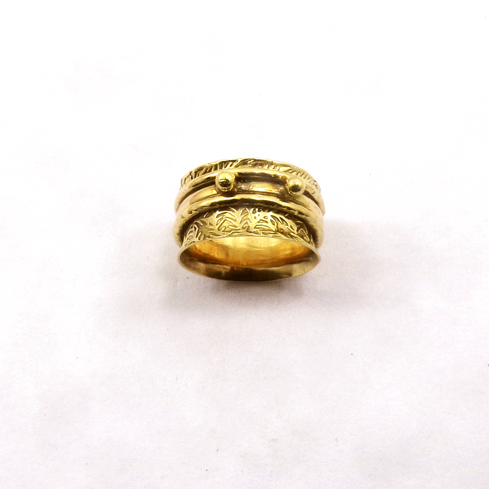 Ring Size - 8 Brass Spinner Ring H - BSPR998 18K Gold Plated Brass Rava Design Spinner Challa Fashion Finger Ring
